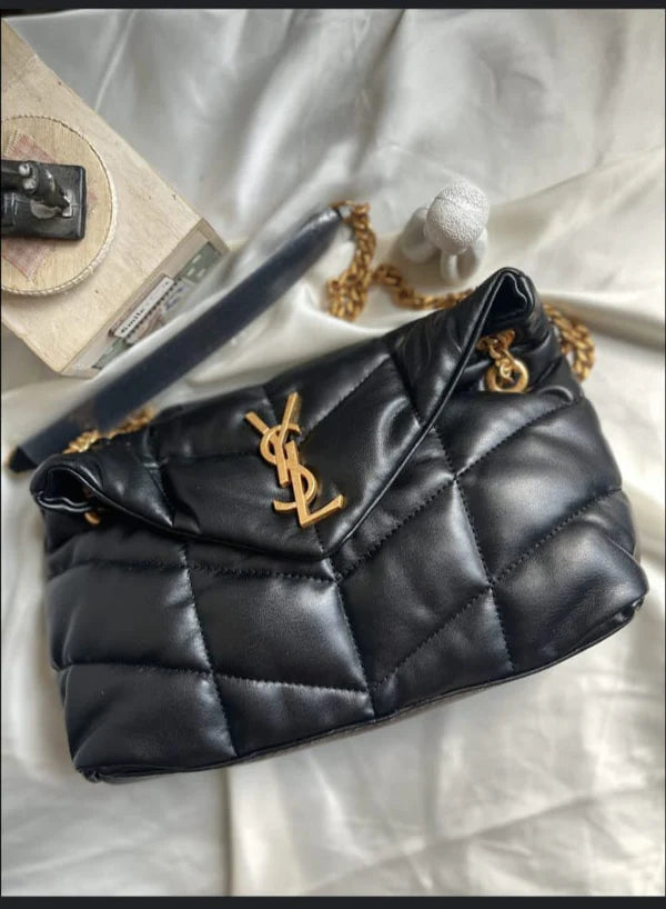 YSL Women Bag – Elegant Crossbody Design (Black/Gold)