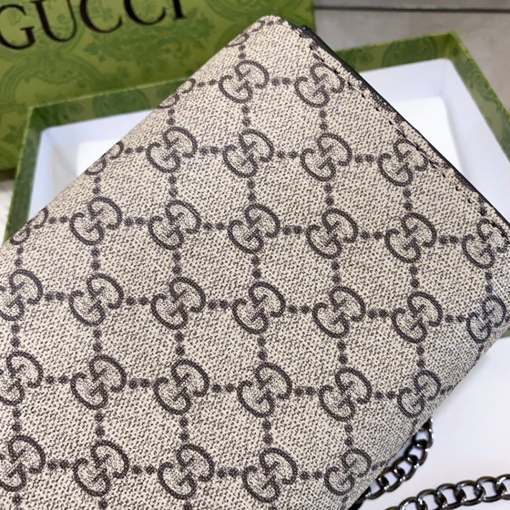 Gucci Dionysus GG Supreme Shoulder Wallet (Brown / Cream)