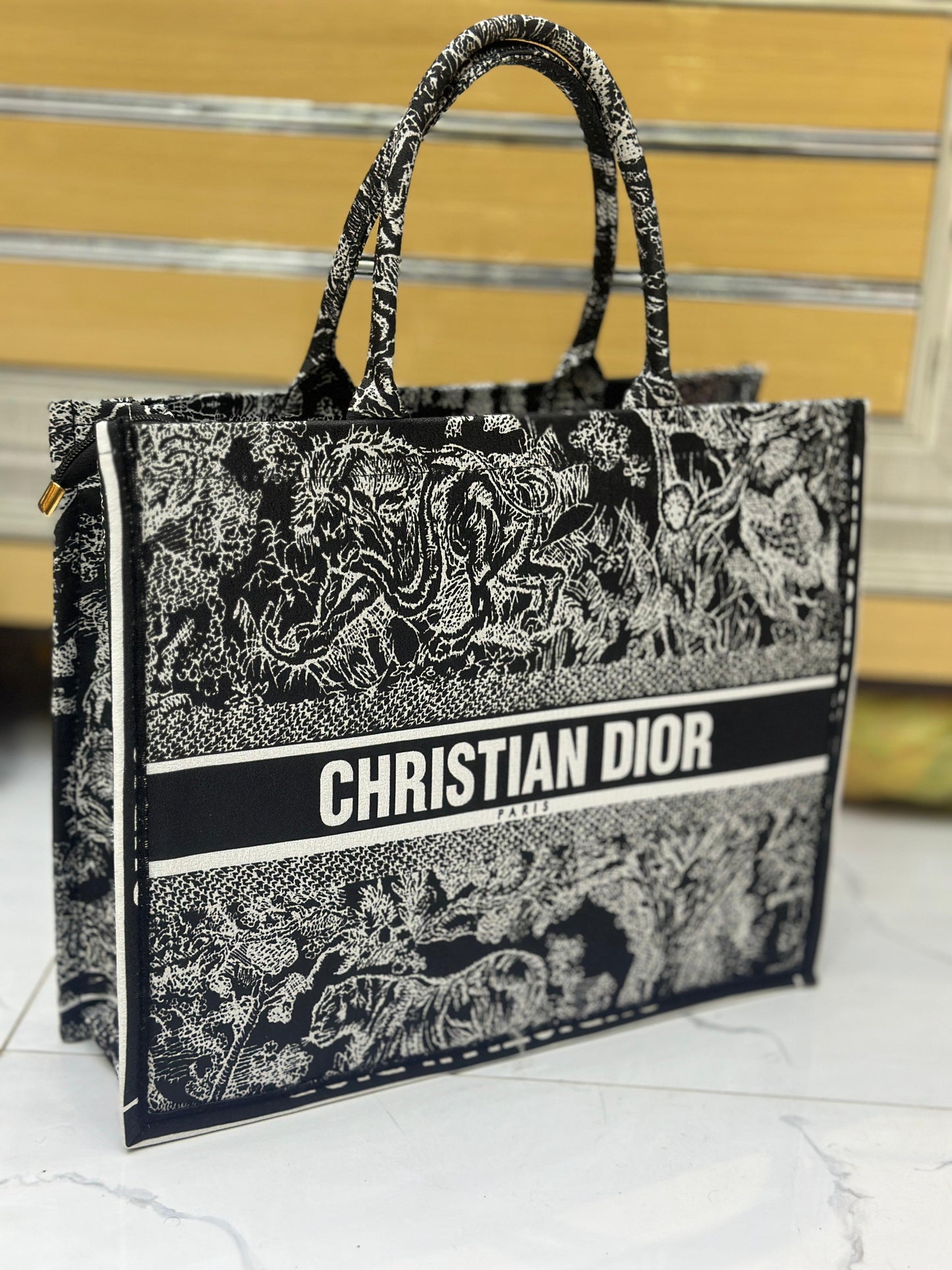 Christian Dior Women Bag – High-Quality Denim Tote (Black/White-1)