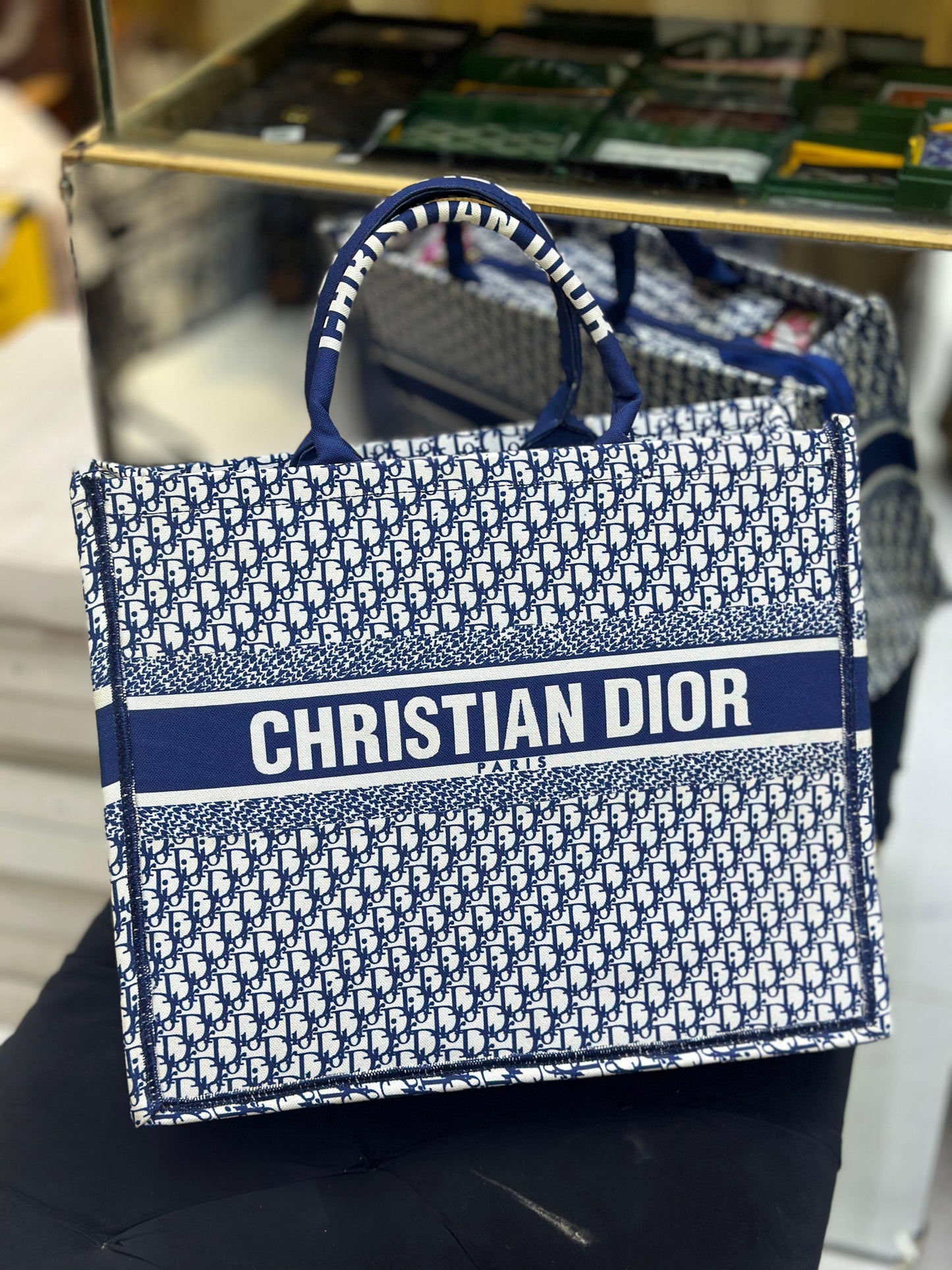Christian Dior Women Bag – High-Quality Denim Tote (Blue/White-3)