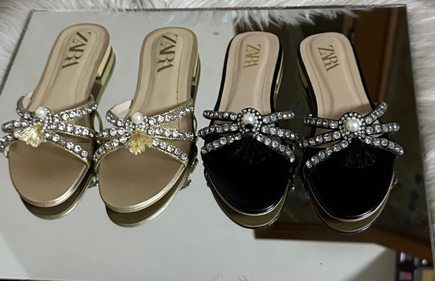 ZARA Stone Flat for Women (Gold)