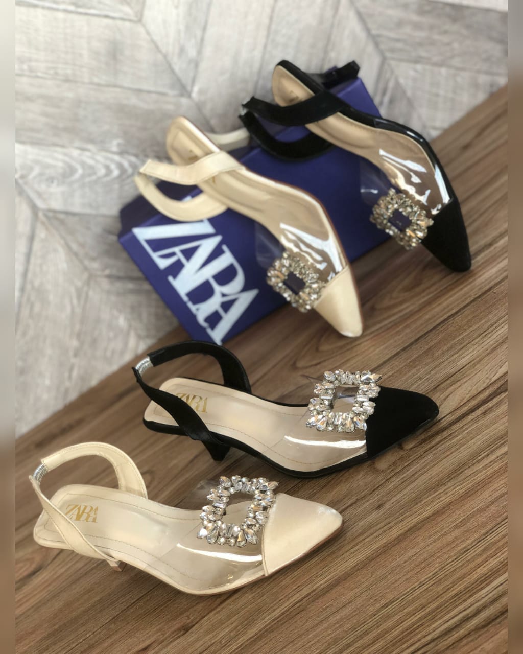 ZARA — Women's Transparent Kitten Heels (Size 36–42 | With Brand Box | Restock) (Cream)