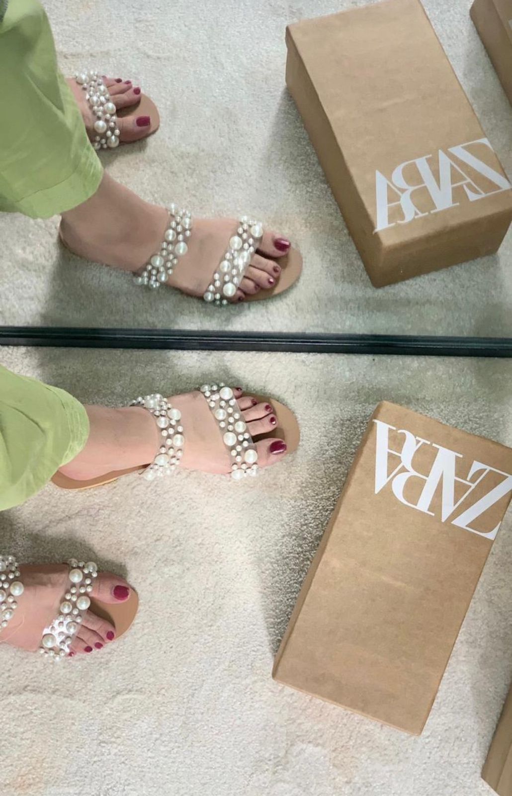 ZARA Pearls Flats β Restocked (Sizes 36 to 42 | Brand Box Included) (Brown Beige)