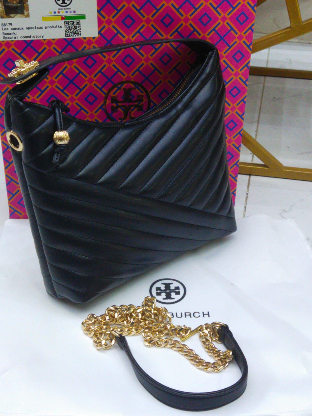Tory Crossbody Bag β High Quality | With Long Belt & Brand Box (Black)