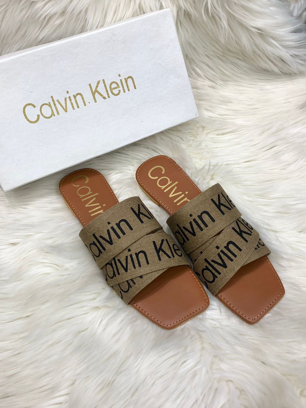 Calvin Klein Slippers β Supreme Comfort & Style (Brown)
