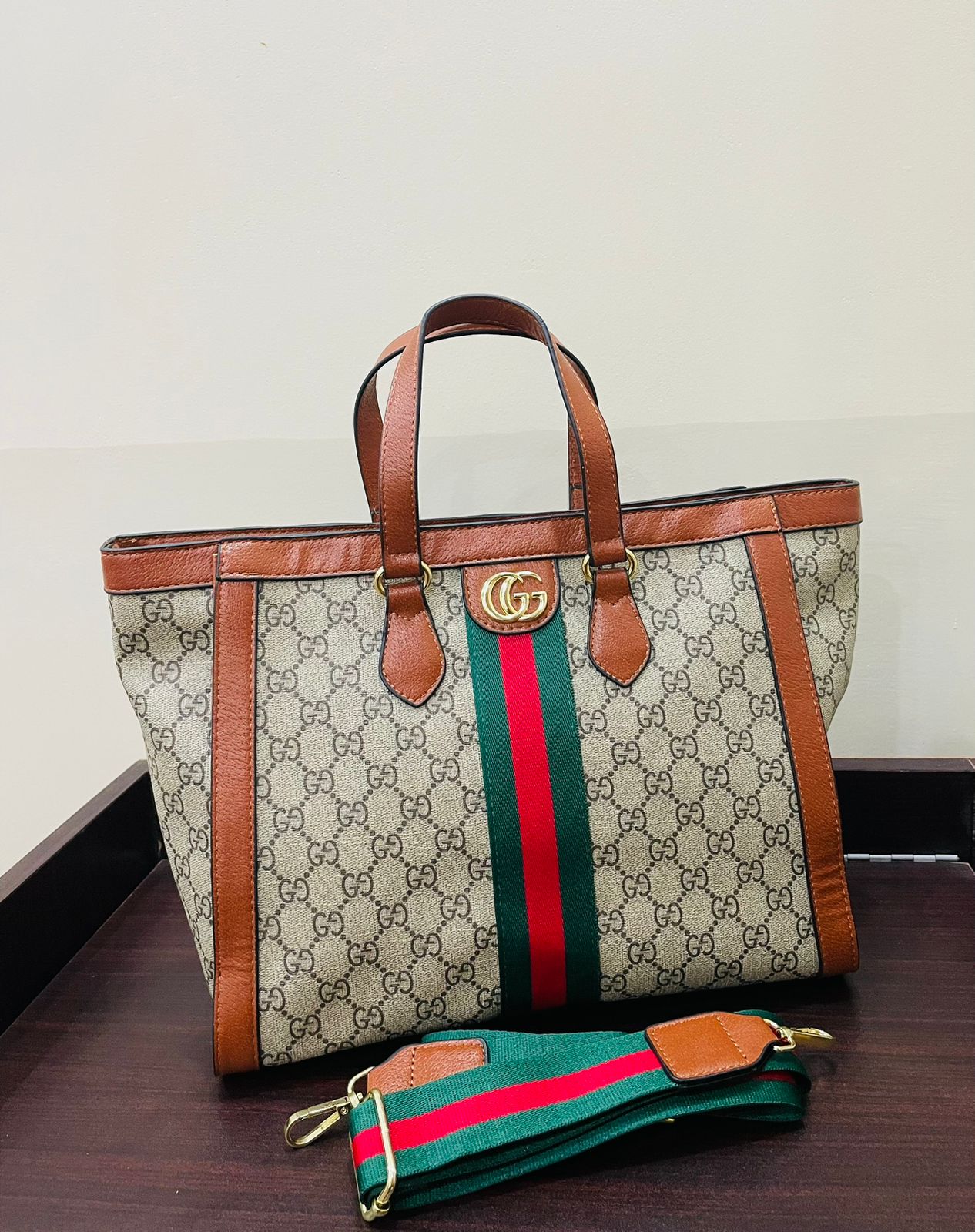 GUCCI-Inspired Tote β High Quality Women Bag (Elegant & Spacious)(Beige)