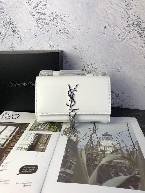 YSL High Quality Women Crossbody Bag – Elegant & Iconic (White/Silver)