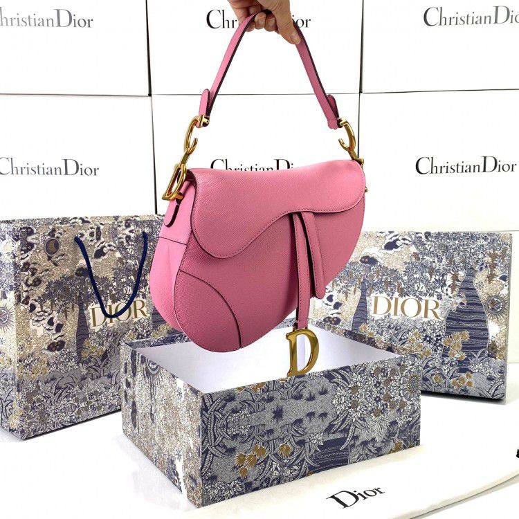 DIOR – Saddle Bag with Signature Strap (Pink)