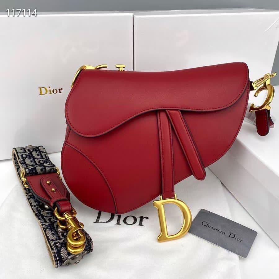 DIOR – Saddle Bag with Signature Strap (Red)