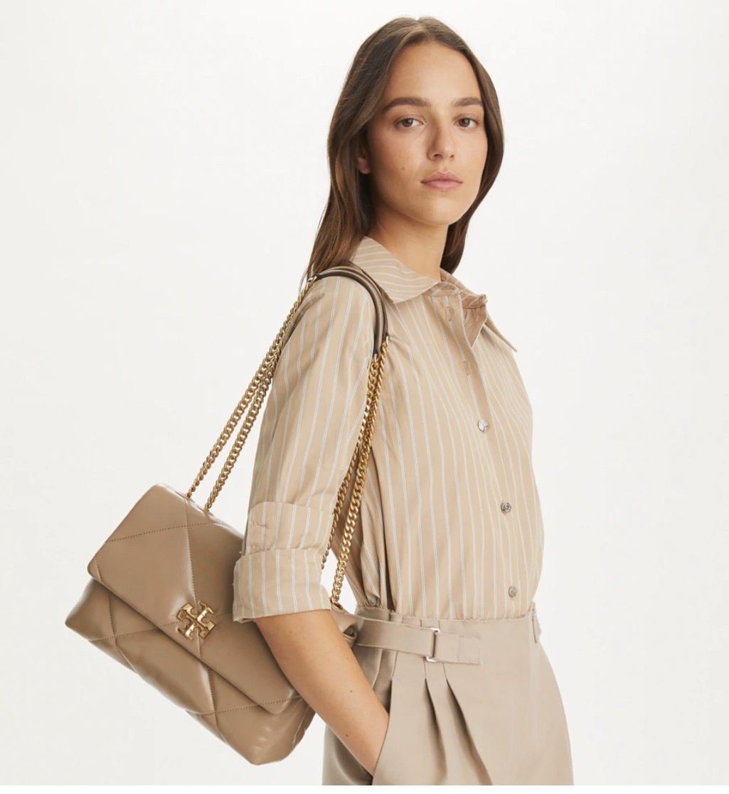 TORY BURCH – Kira Diamond Quilt Shoulder Bag (Brown)