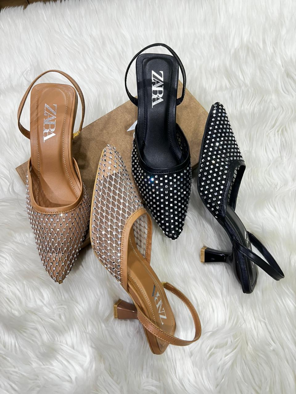 ZARA NEW ARRIVAL – Women Stone Heel (Black)