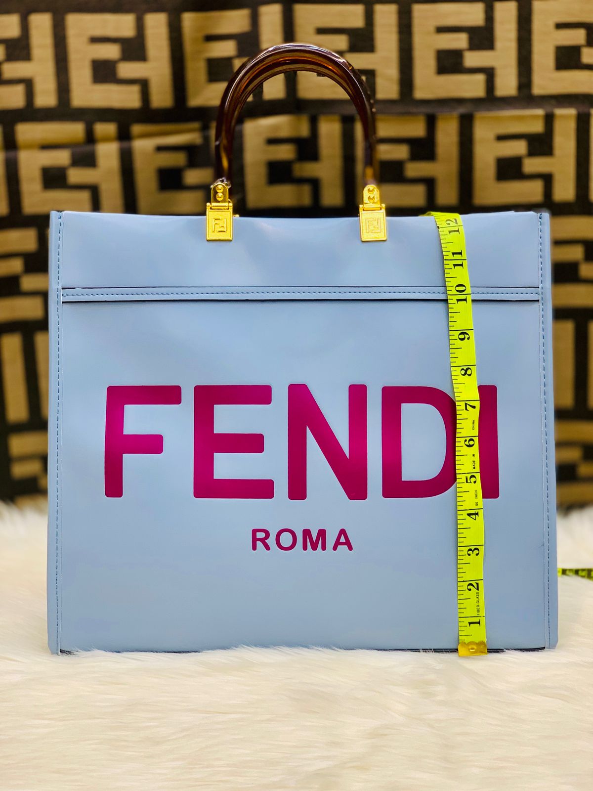 F-E-N-D-I Premium Tote Women Bag – Luxury Edition (Sky Blue)