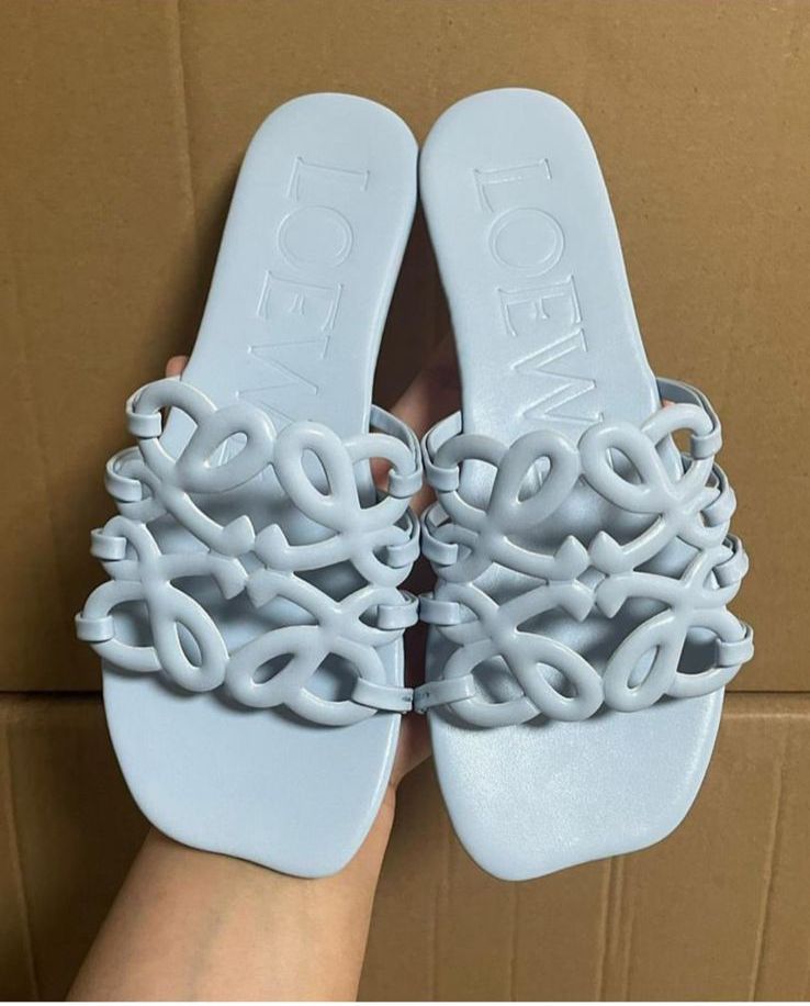 LOEWE PETAL ANAGRAM – Women Slide Sandals (Sky Blue)