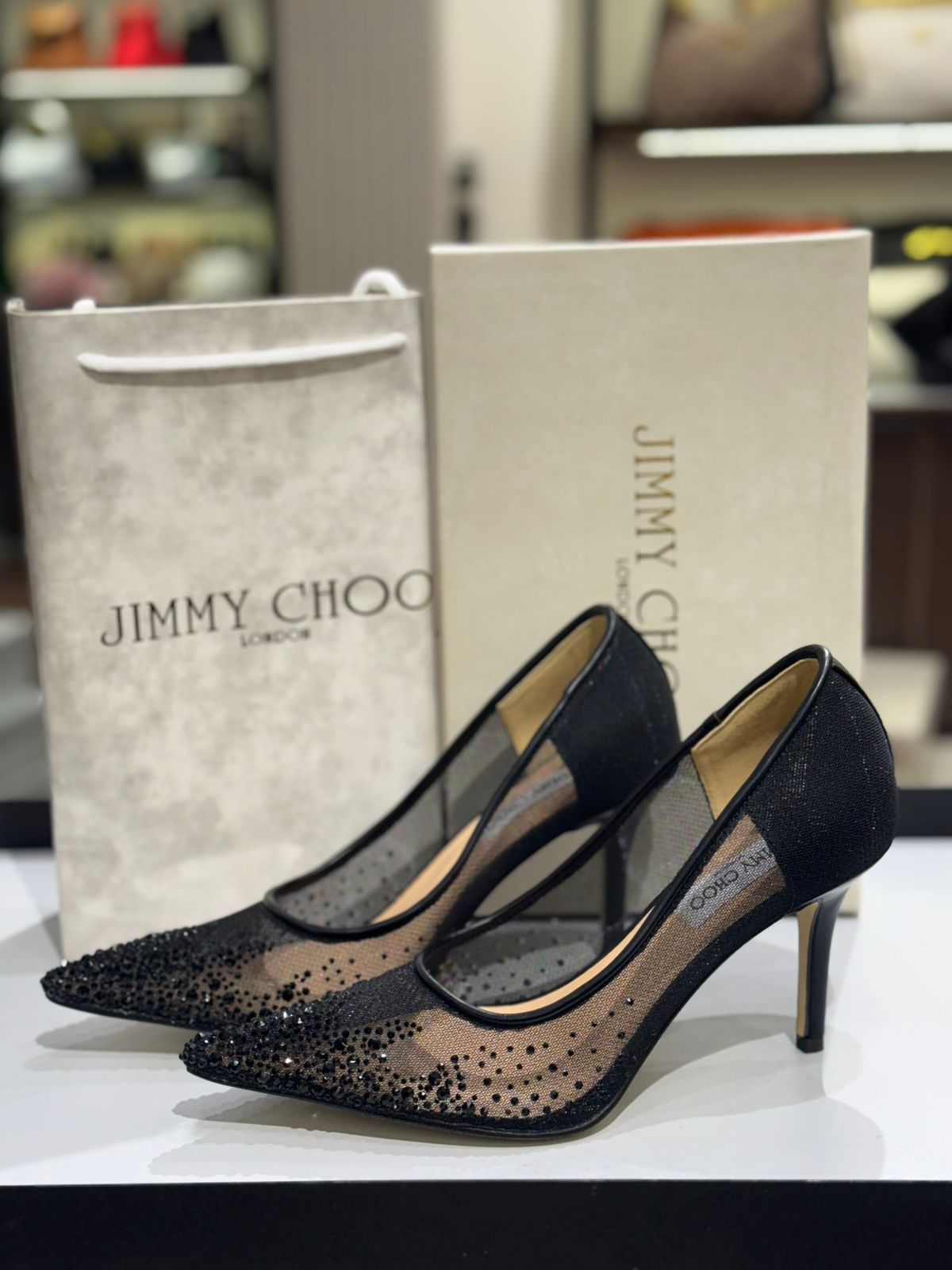 JIMMY CHOO Aurelie 85 Pearl-Embellished Heel Pumps – Premium Women Heel Pumps (Black Design B)