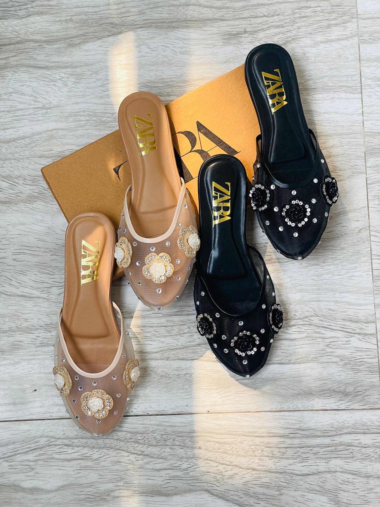 ZARA EMBROIDERED HALF PUMPS – NEW ARRIVAL (Brown)