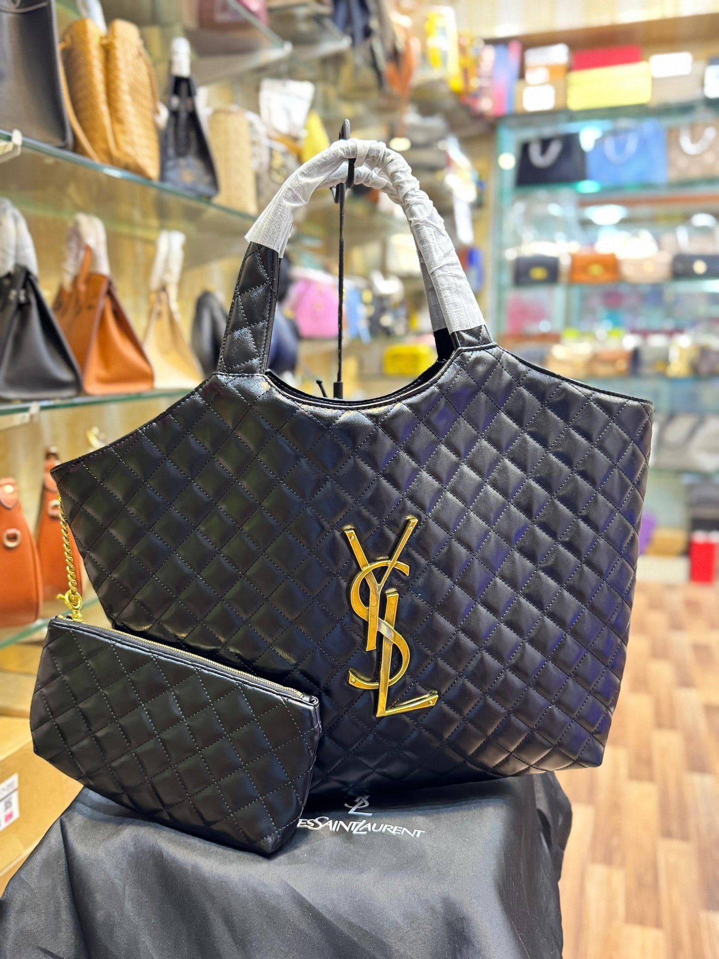 Y-S-L Saint Laurent ICare Quilted Lambskin Women Bag – Black With Dust Bag