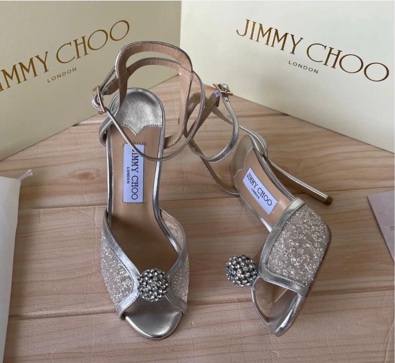 J-I-M-M-Y C-H-O-O Sacora Pearl-Embellished Heel Pumps (Silver Beige)