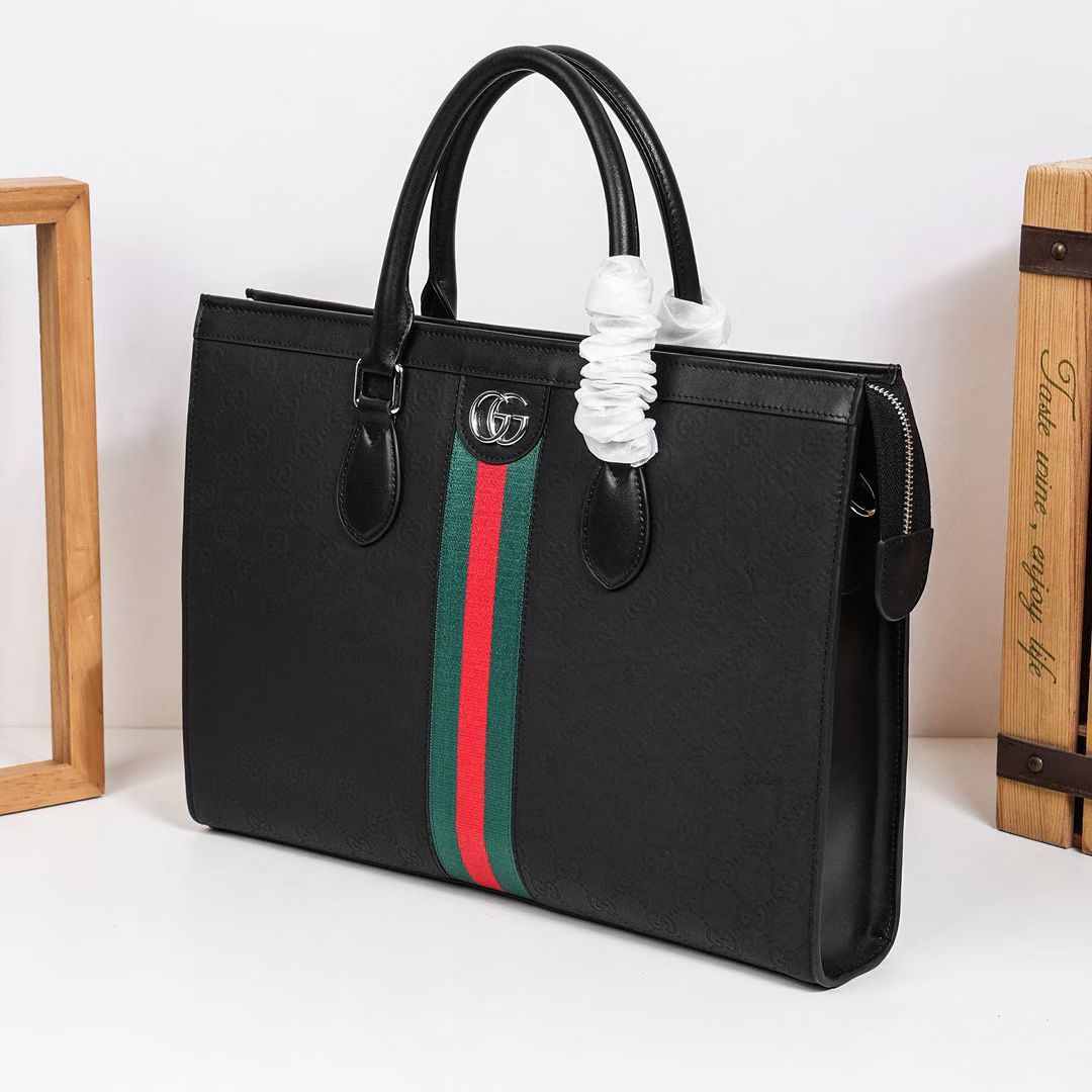 G-U-C-C-I Luxury Signature Large Women Bag | Super Premium Edition (Black-1)