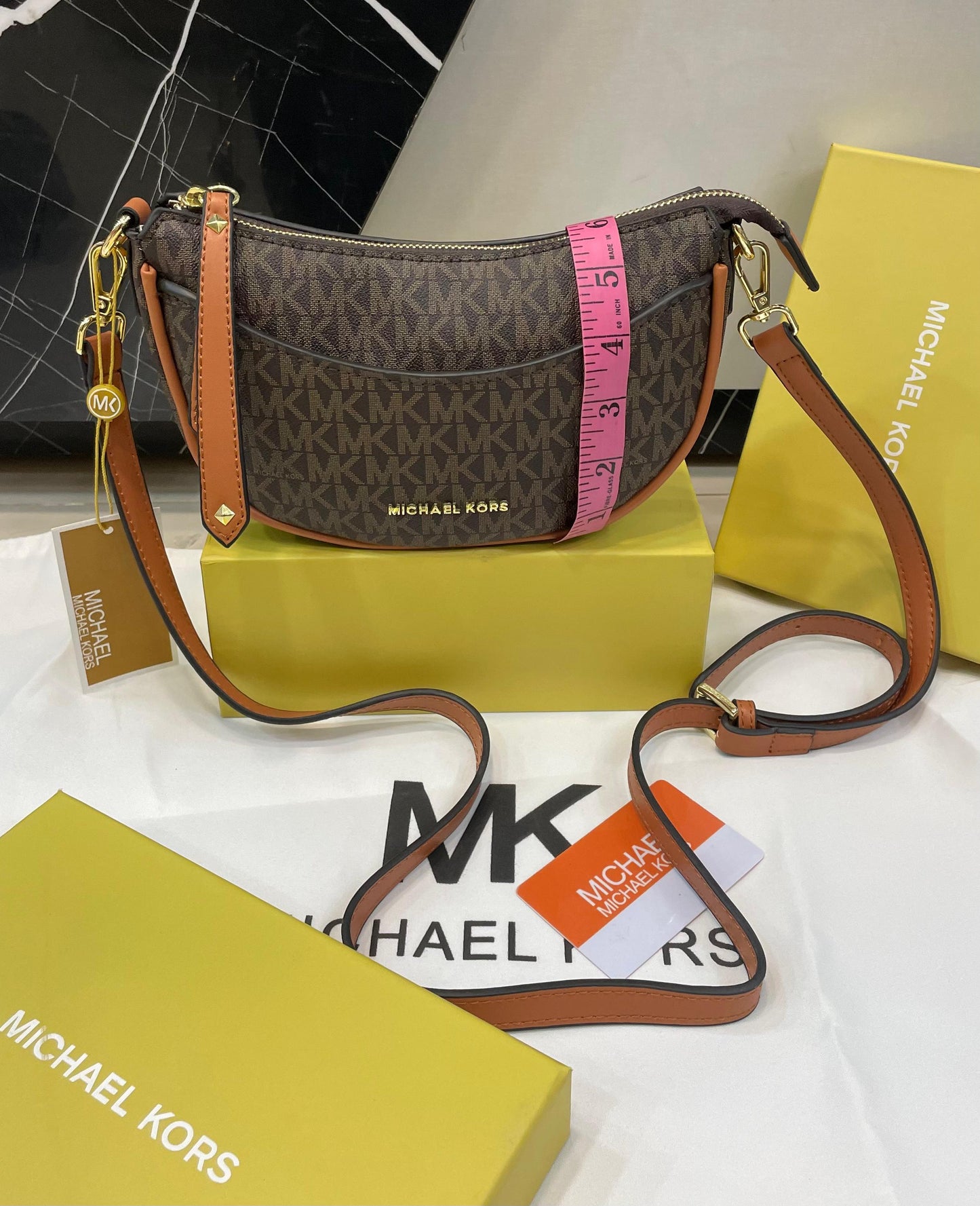 M-I-C-H-A-E-L K-O-R-S Crossbody Women Bag – Master Quality Edition (White/Brown)