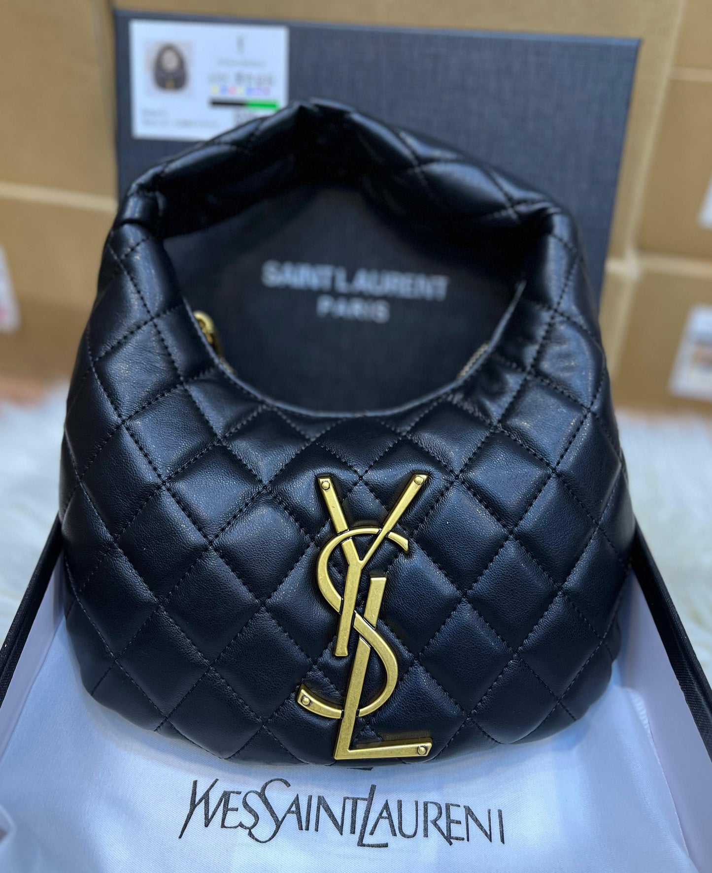 SAINT LAURENT YSL ICARINO QUILTED NAPPA – Women Bag (Black)