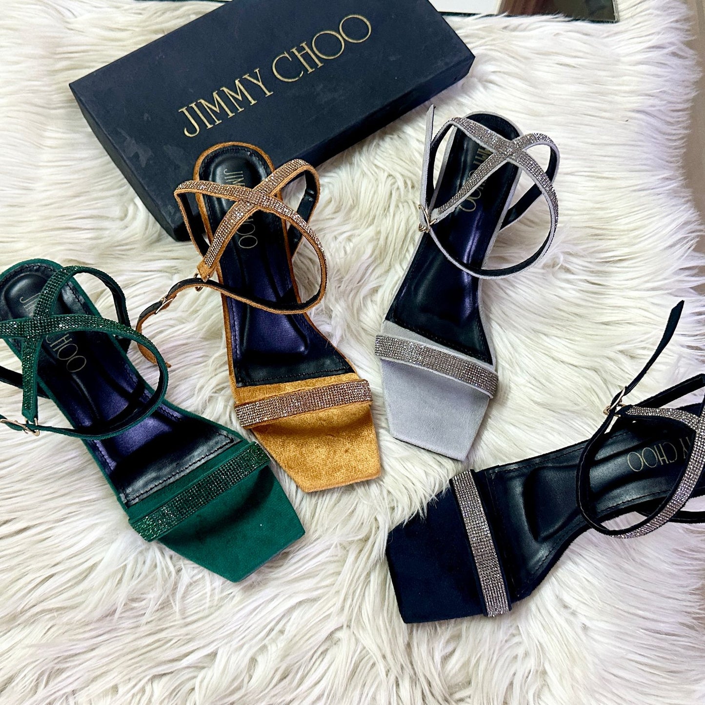 Jimmy Choo Transparent Heel – Elegant & Modern (Golden)