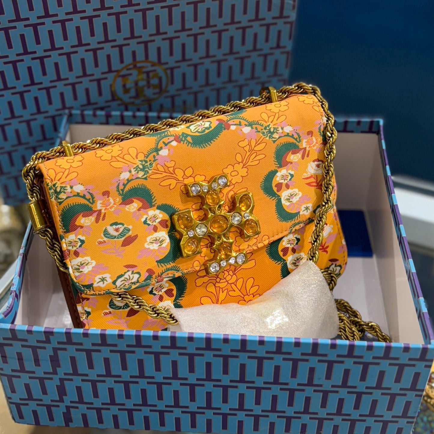 TORY BURCH – SIGNATURE MASTER SERIES HANDBAG (Orange Gold with Mix Colour)