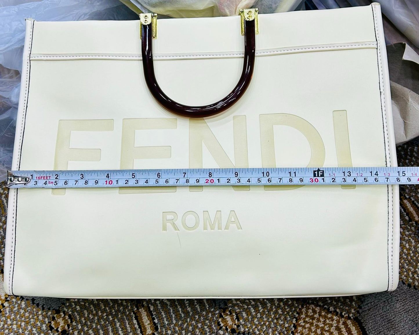 F-E-N-D-I Premium Tote Women Bag – Luxury Edition (Beige & Brown)