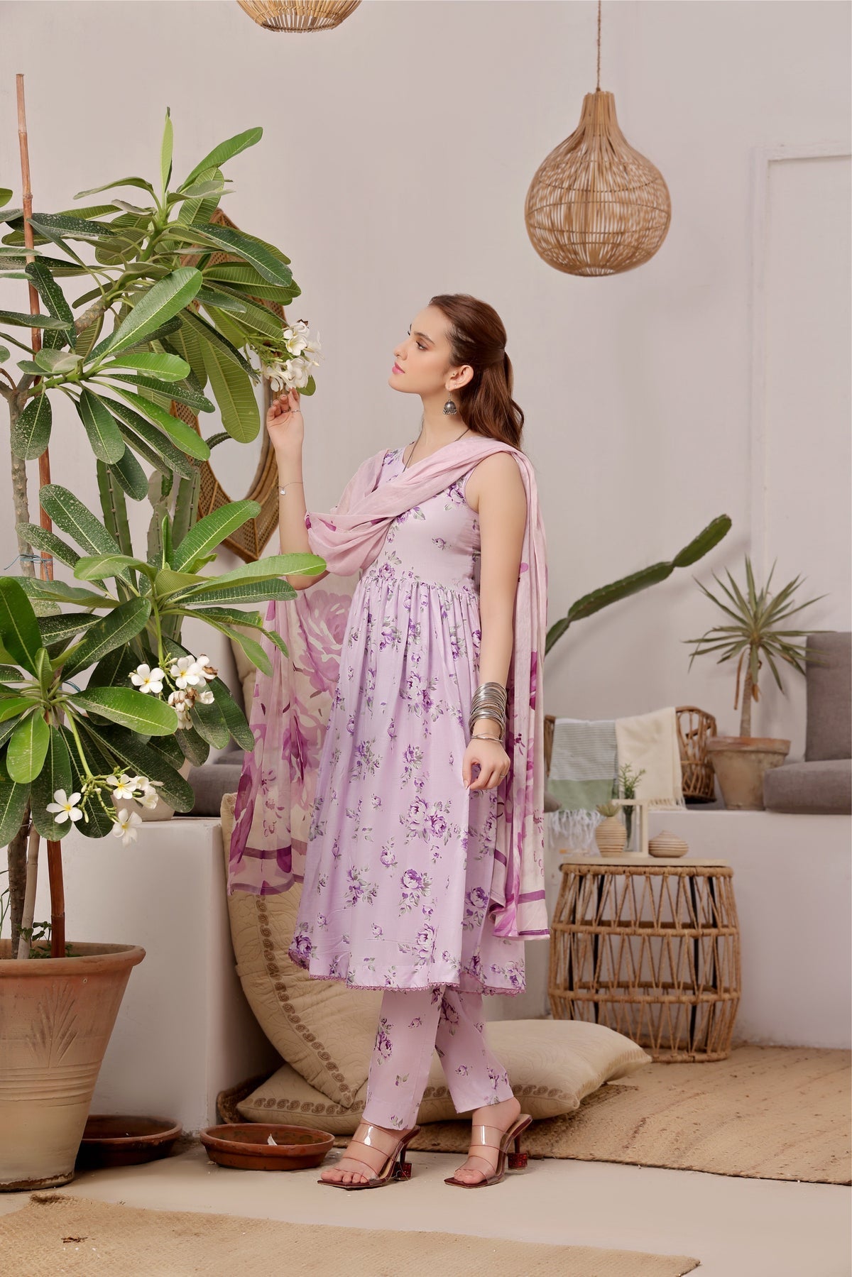 WISTERIA-FT408 Unstitched 3pc (Lite Purple Flowers)