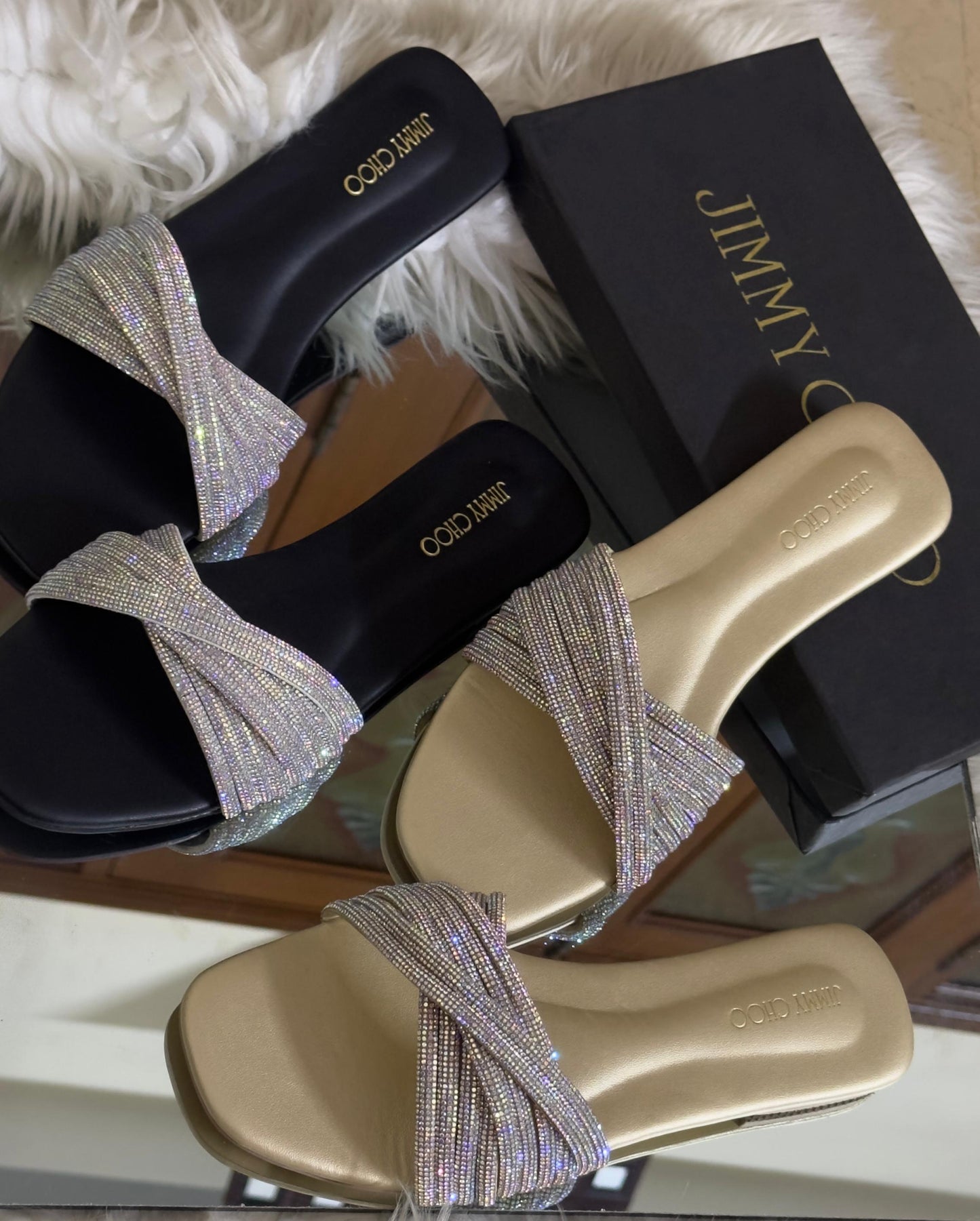 New Arrival – Jimmy Choo Slippers (Black/Silver)
