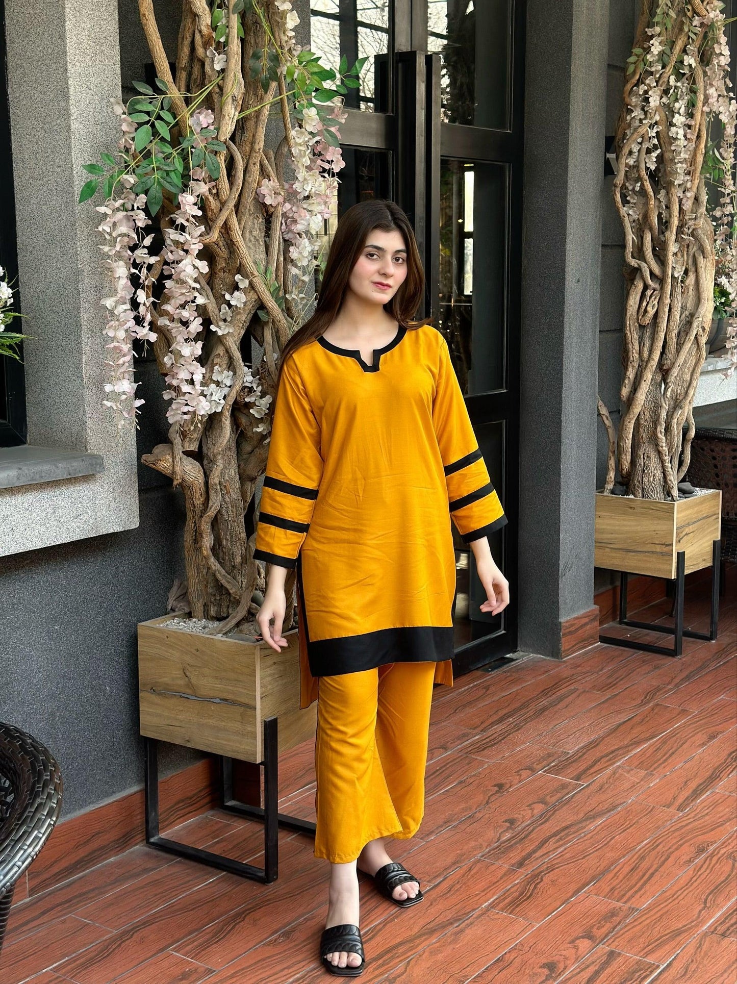 MARIGOLD STICHED 3pcs  (yellow/Mustard)