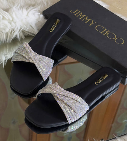 New Arrival – Jimmy Choo Slippers (Black/Silver)