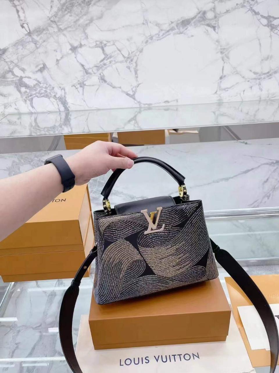 Louis Vuitton Capucines Women Bag - Premium Quality with Brand Box (Black/Gold)