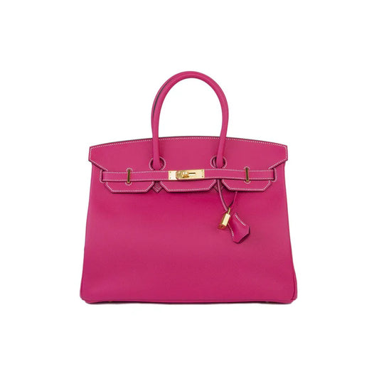 Hermes Birkin 25 Leather Gold Hardware Handbag Bag for Women (Pink)