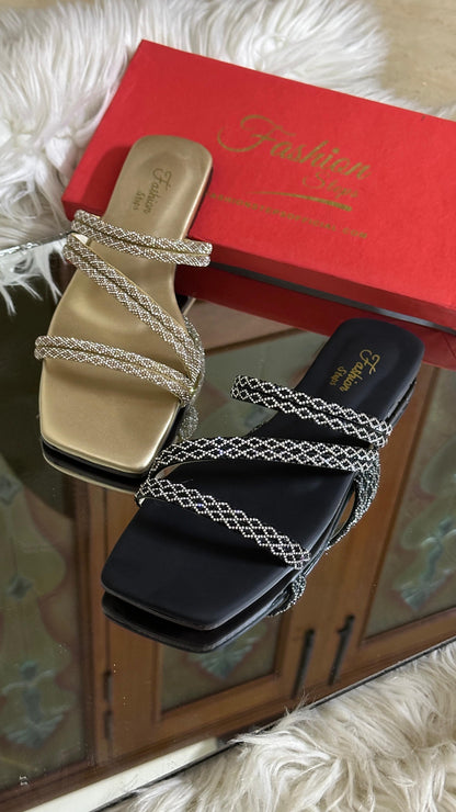 FASHIONSTEPS — Women's Slippers with Medicated Rubber Sole (New Arrival | With Brand Box) (Gold)