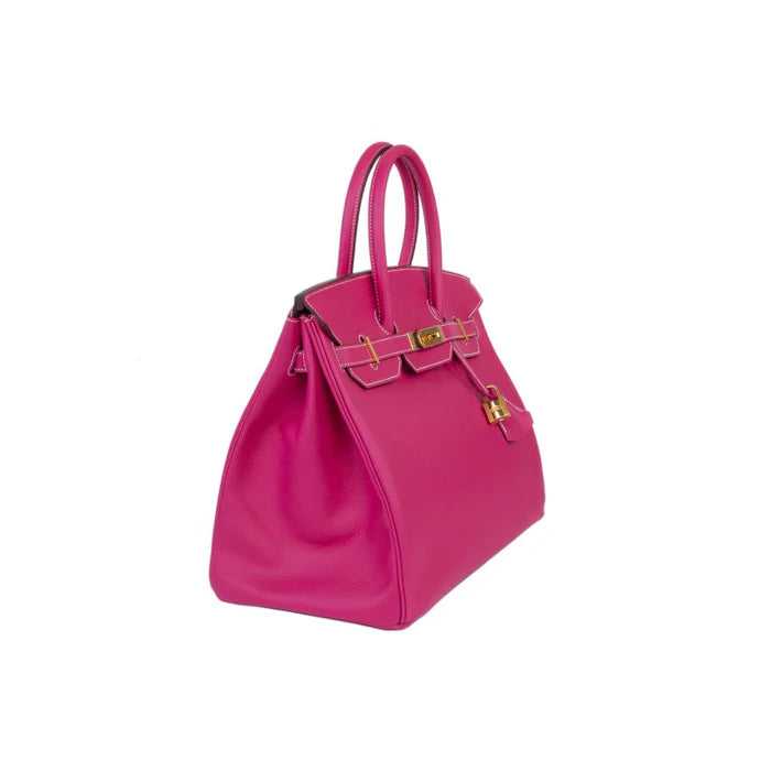 Hermes Birkin 25 Leather Gold Hardware Handbag Bag for Women (Pink)