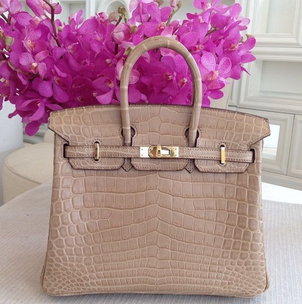 Hermes Birkin 25 Leather Gold Hardware Handbag Bag for Women (Beige)