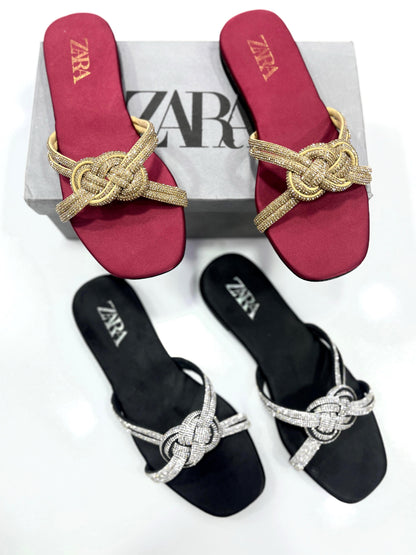 ZARA Flat Slippers – Stylish & Comfortable (Gold)