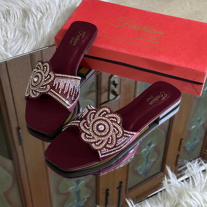 Fashionsteps Women Flats Slippers – Stylish & Comfortable (Maroon)