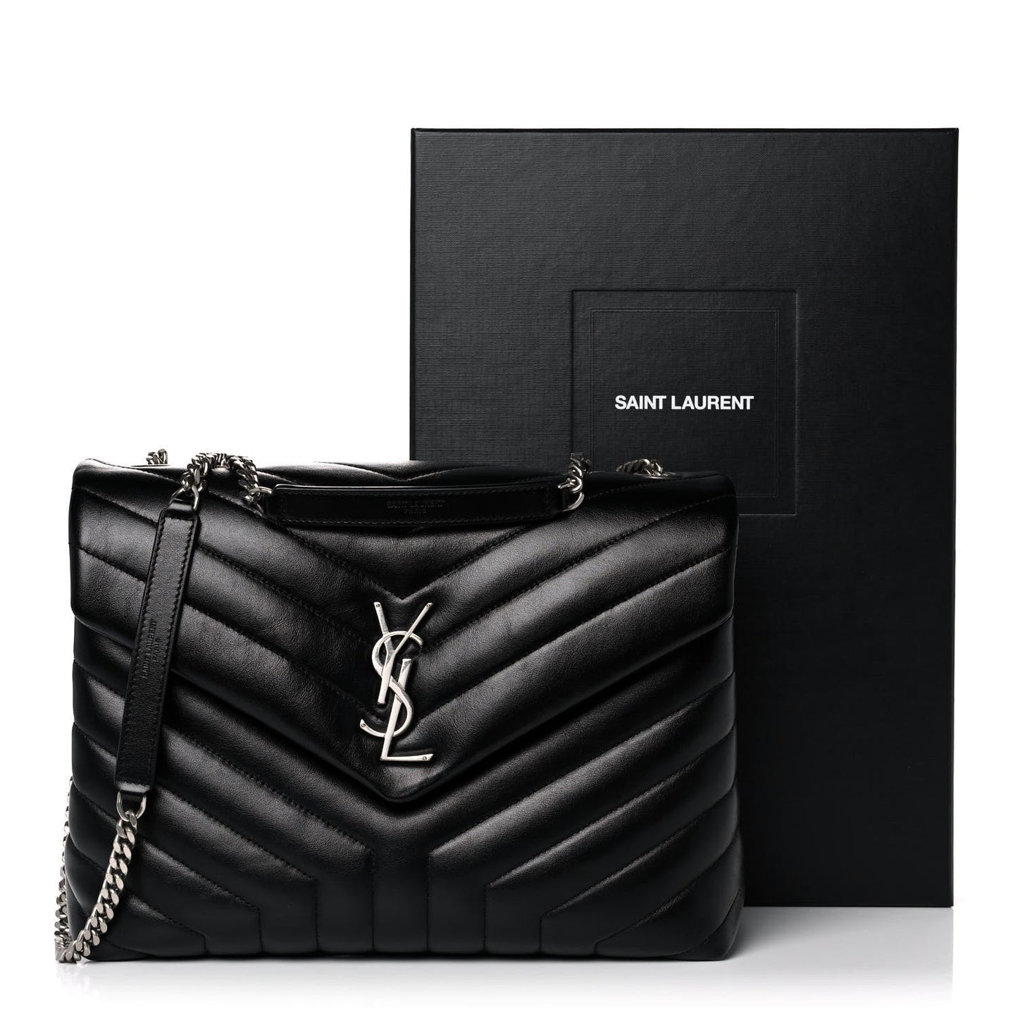 SAINT LAURENT Women's Calfskin Y Quilted Monogram Medium Loulou Chain Satchel