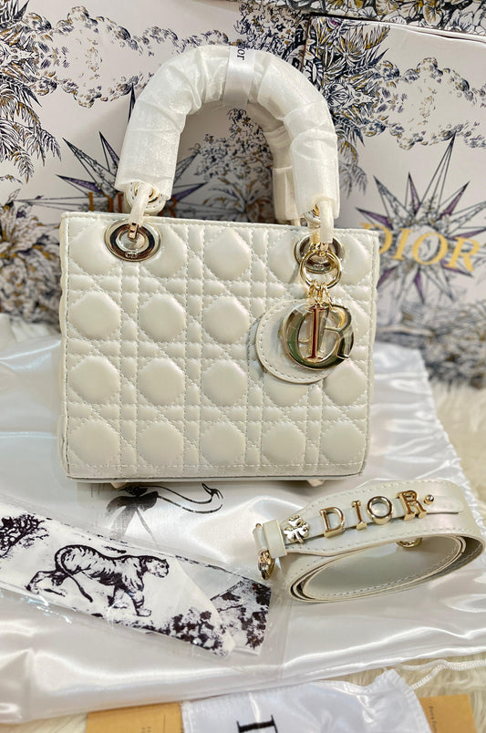 DIOR LADY DIANA FOUR-GRID – Women Handbag (Cream)