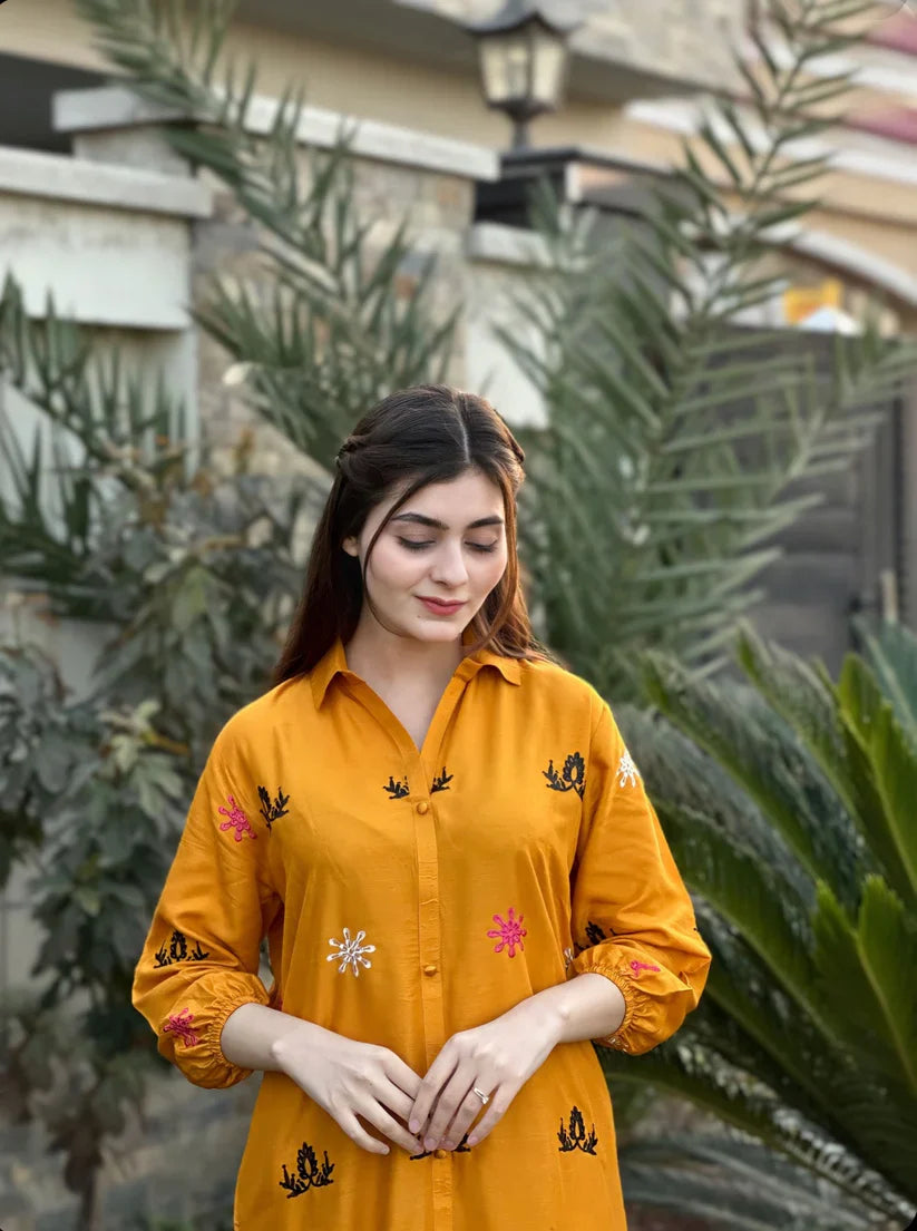 Multi Embroidery 2Pcs Stitched (yellow)