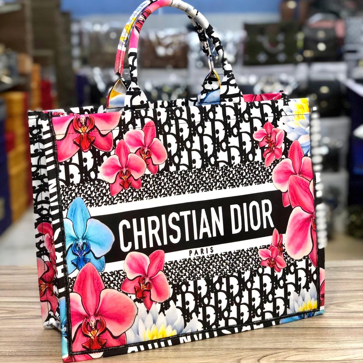 Premium Women Bag - Christian Dior-Inspired Tote Bag with Branded Dust Bag (Black & White)