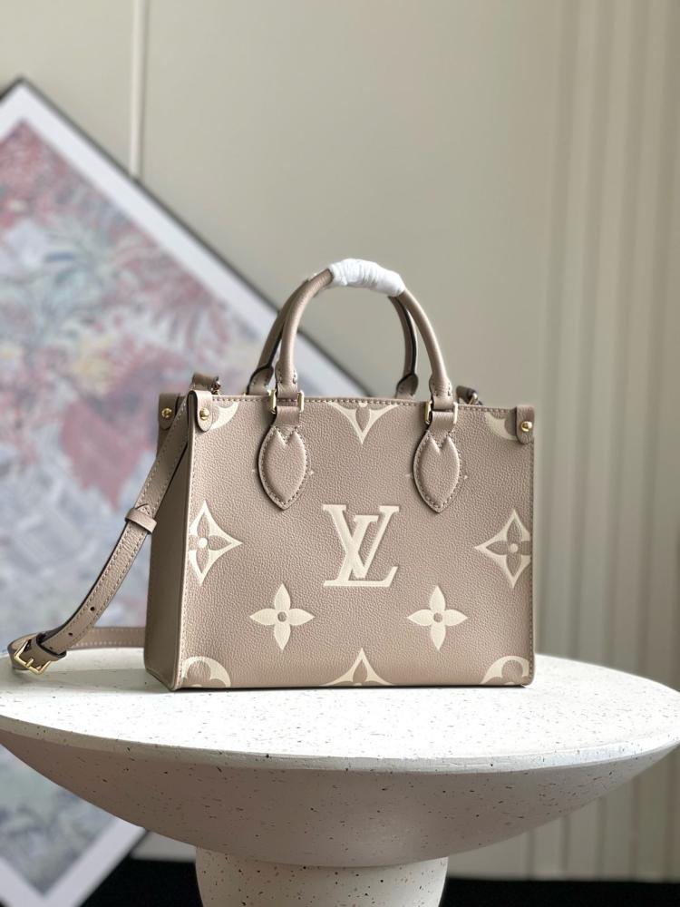 L-O-U-I-S V-U-I-T-T-O-N On The Go PM Empreinte 2Pc Set – Luxe Carry Women Bag (Cream/Dove)