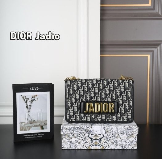 D-I-O-R Oblique J'Adior Mini Flap – Iconic Chain Women Bag (Blue)