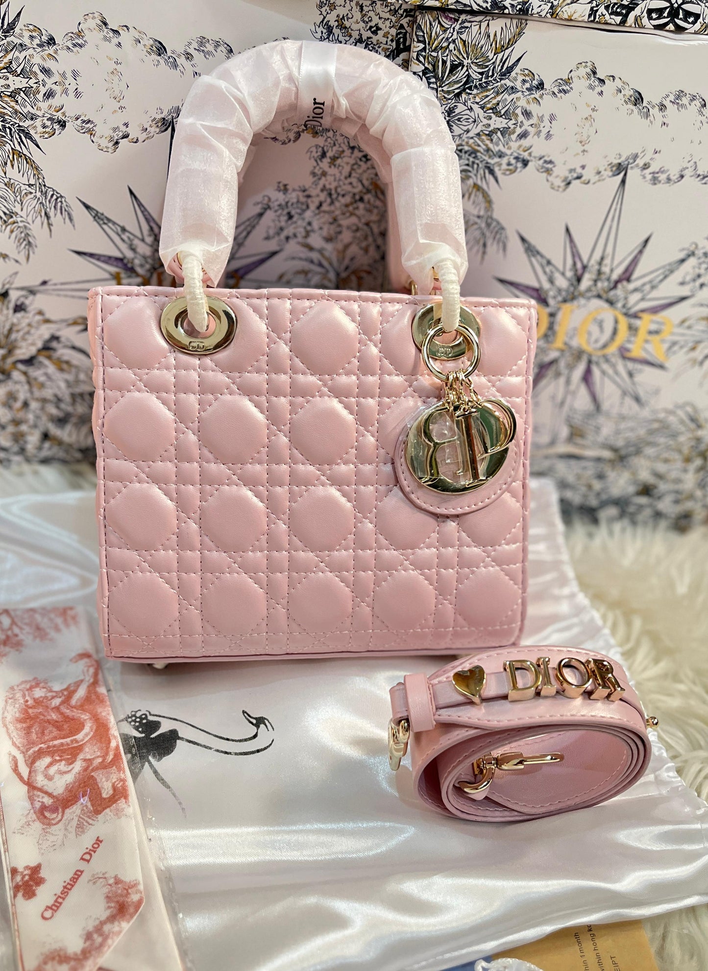 DIOR LADY DIANA FOUR-GRID – Women Handbag (Pink)