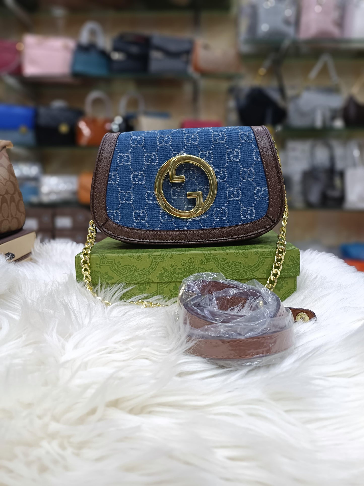 GUCCI BLONDIE SMALL SHOULDER BAG – LUXURY & STYLE (Brown/Blue-1)