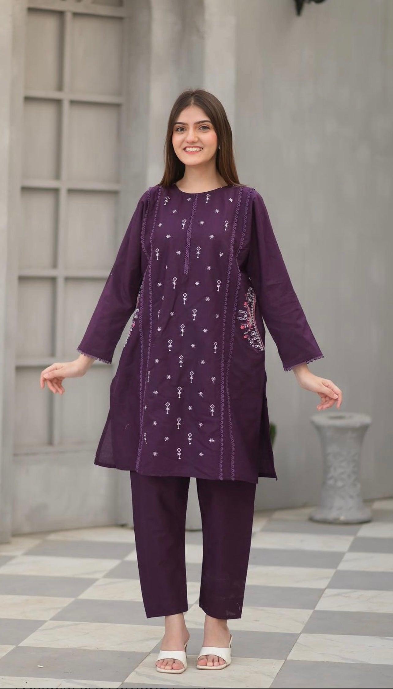 AYRA EMBROIDERED 2PCS (Purple)