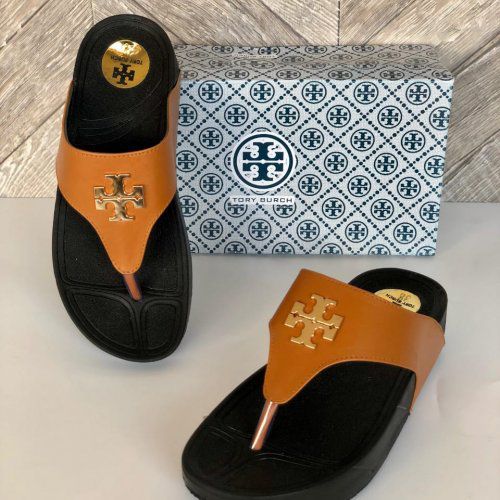 TORY BURCH Signature Wedges – Premium Quality (Brown)