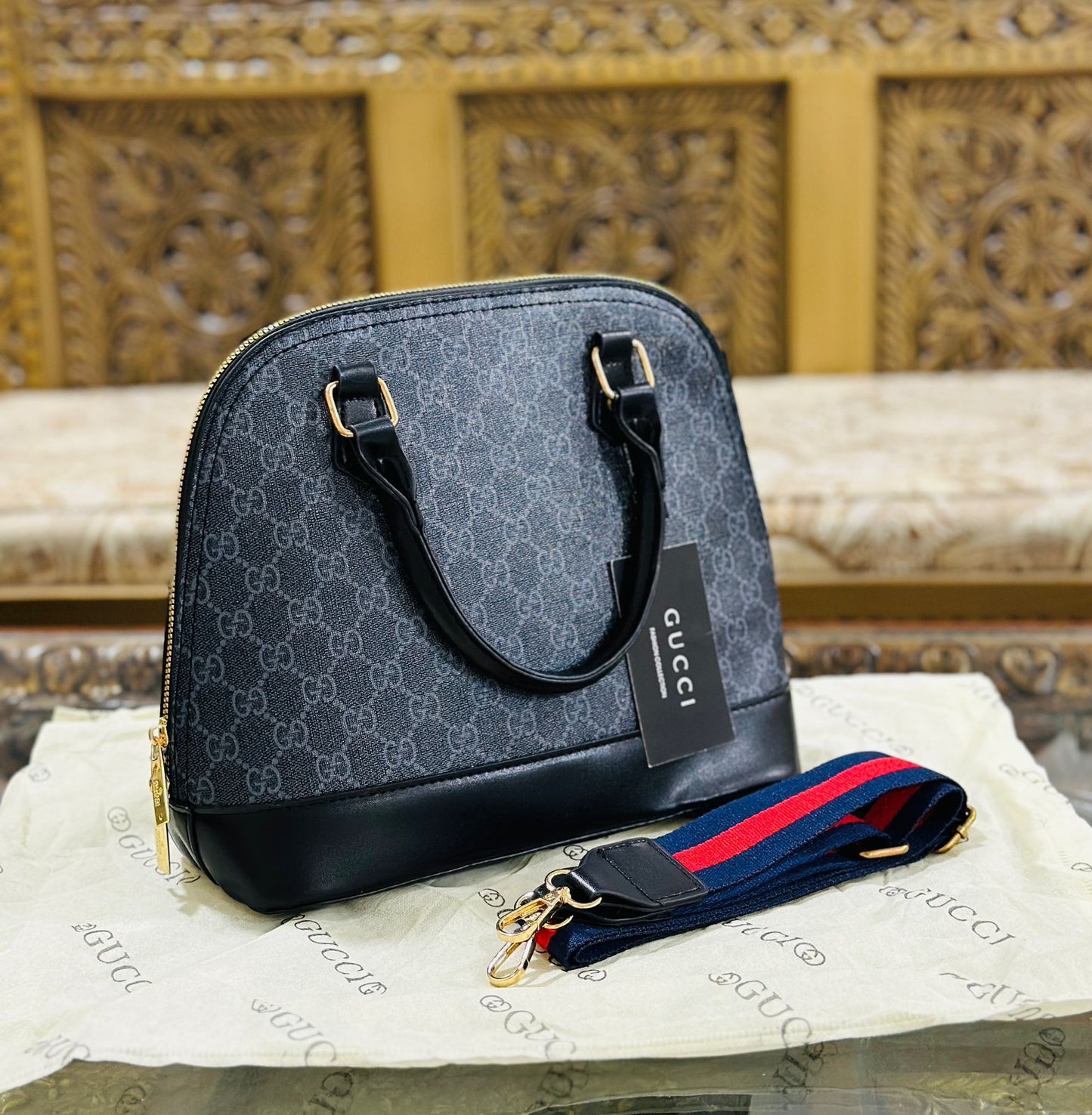 High Quality Gucci Alma Women Bag (Grey/Blue/Black)