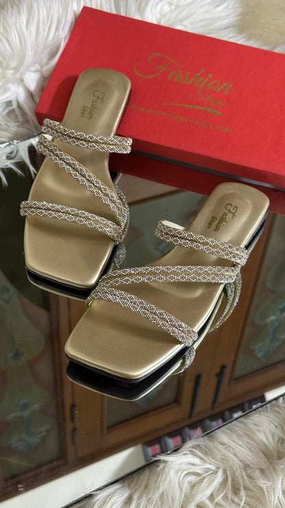 FASHIONSTEPS — Women's Slippers with Medicated Rubber Sole (New Arrival | With Brand Box) (Gold)